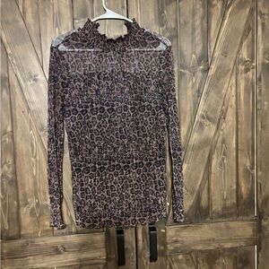 Adrianna Papell Animal Print Long Sleeve Blouse